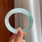 冰种飘绿花翡翠平安镯（56mm）（yc333077）
