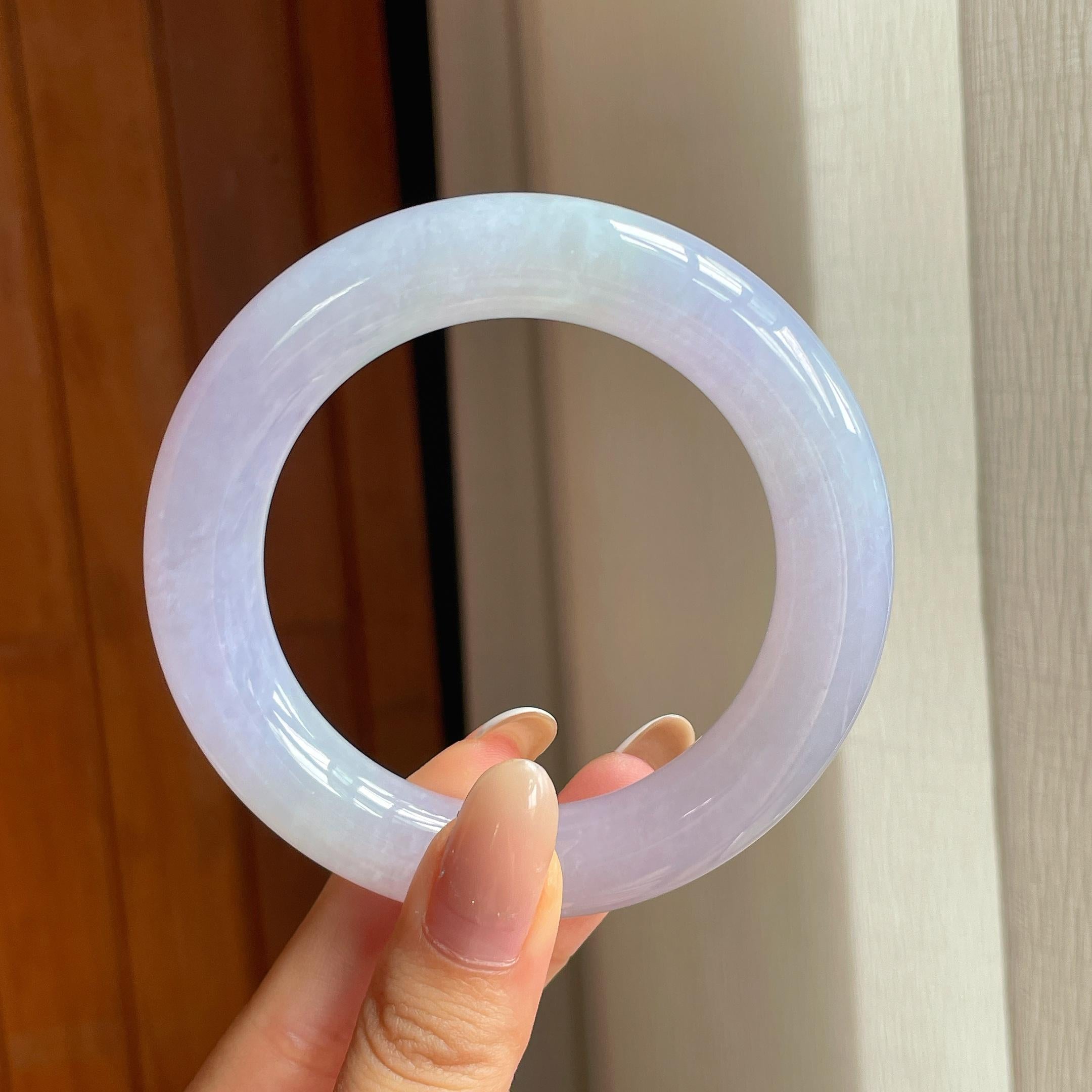 糯冰紫罗兰翡翠圆条手镯（57mm)（yc419485）