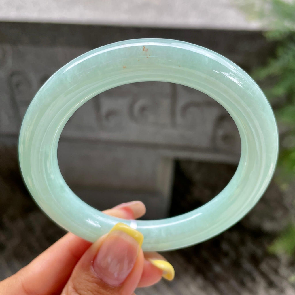 细糯种晴底圆条手镯56.6圈      天然缅甸A货翡翠（yc383138）