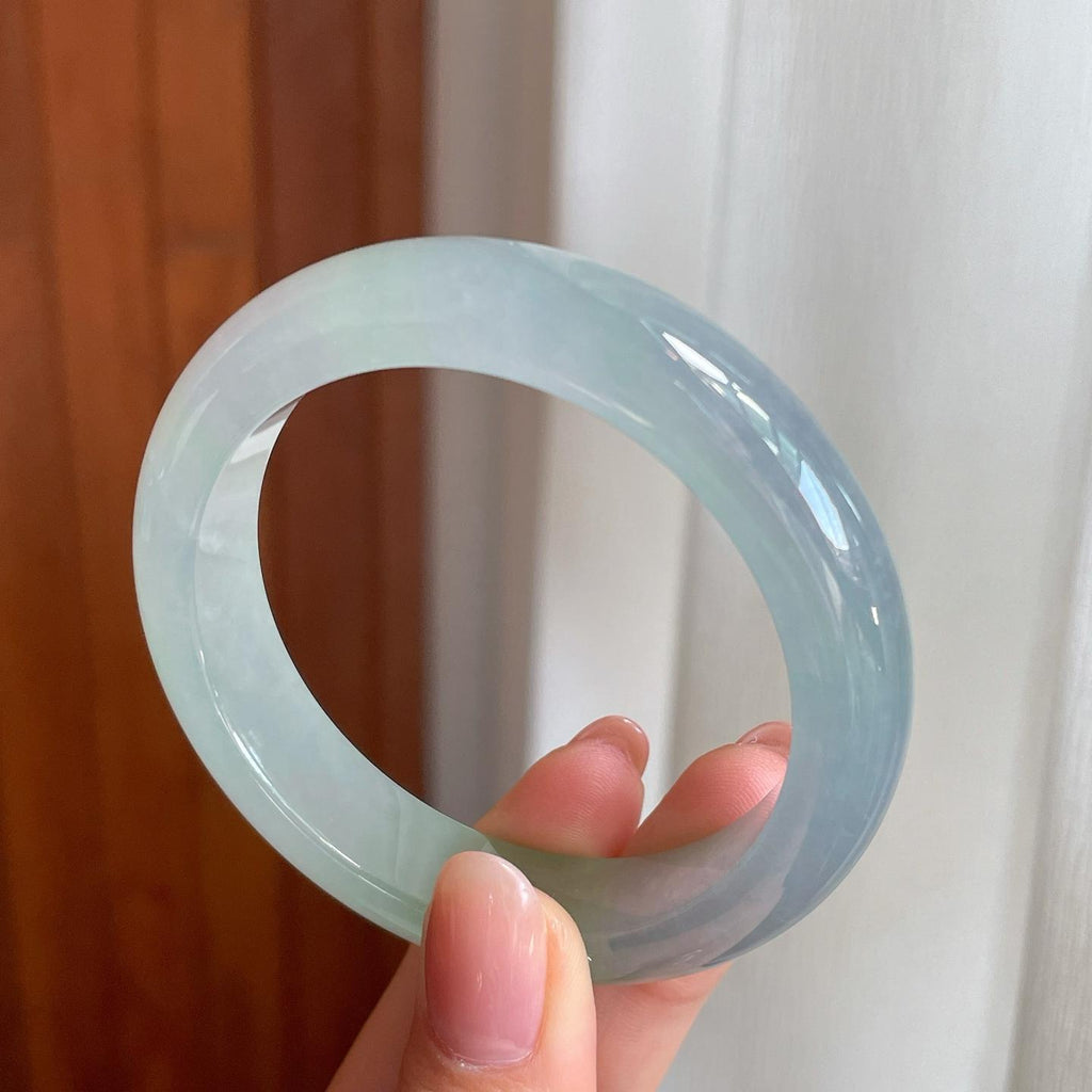 冰种淡底色翡翠平安镯（53mm)（yc342183）