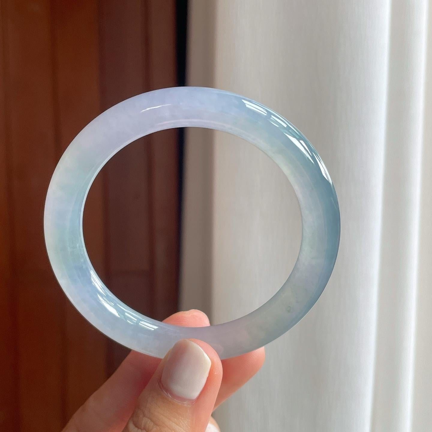 冰种紫罗兰翡翠圆条手镯（56.3mm）（yc249152）