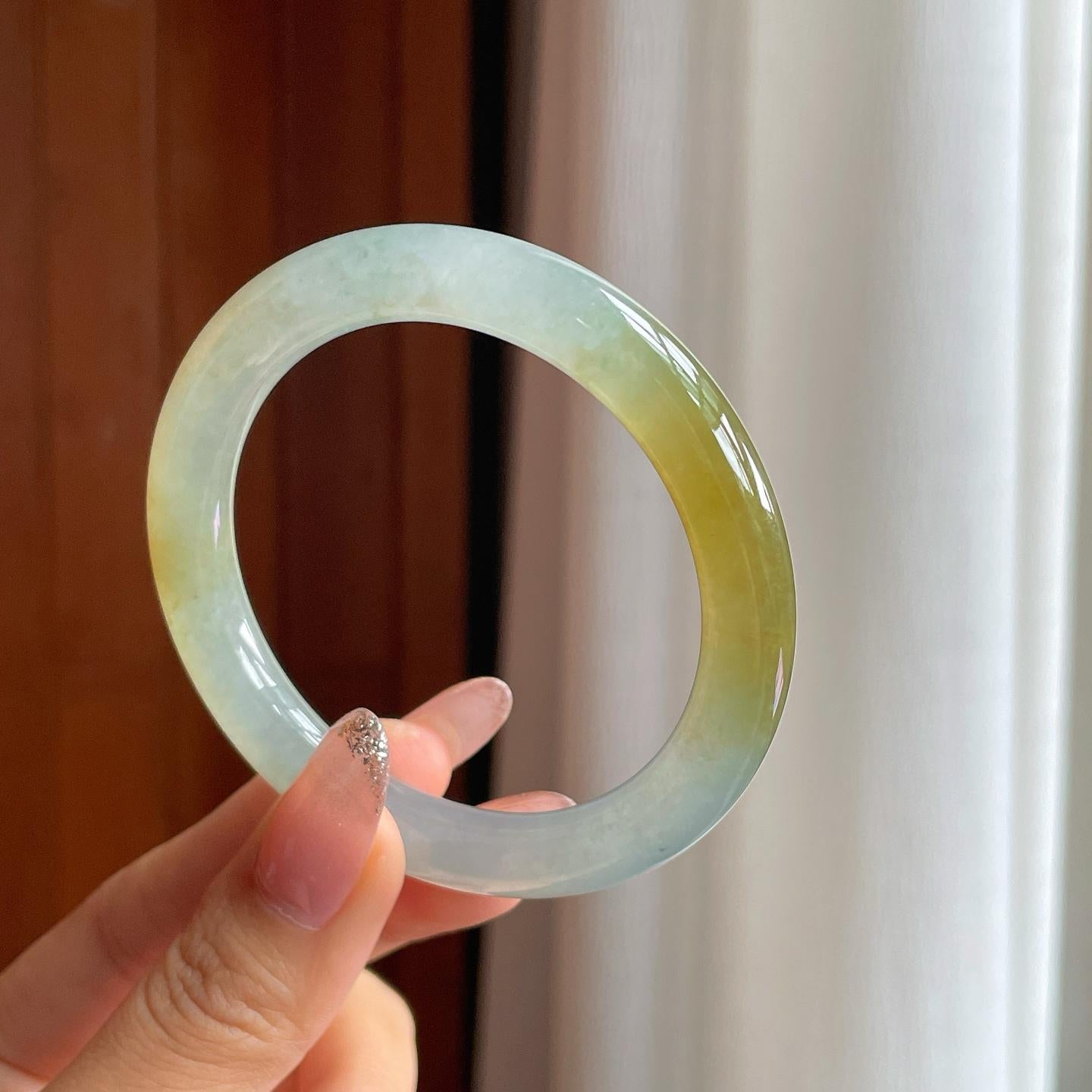 冰种黄翡圆条手镯（54.3mm）（yc361743）