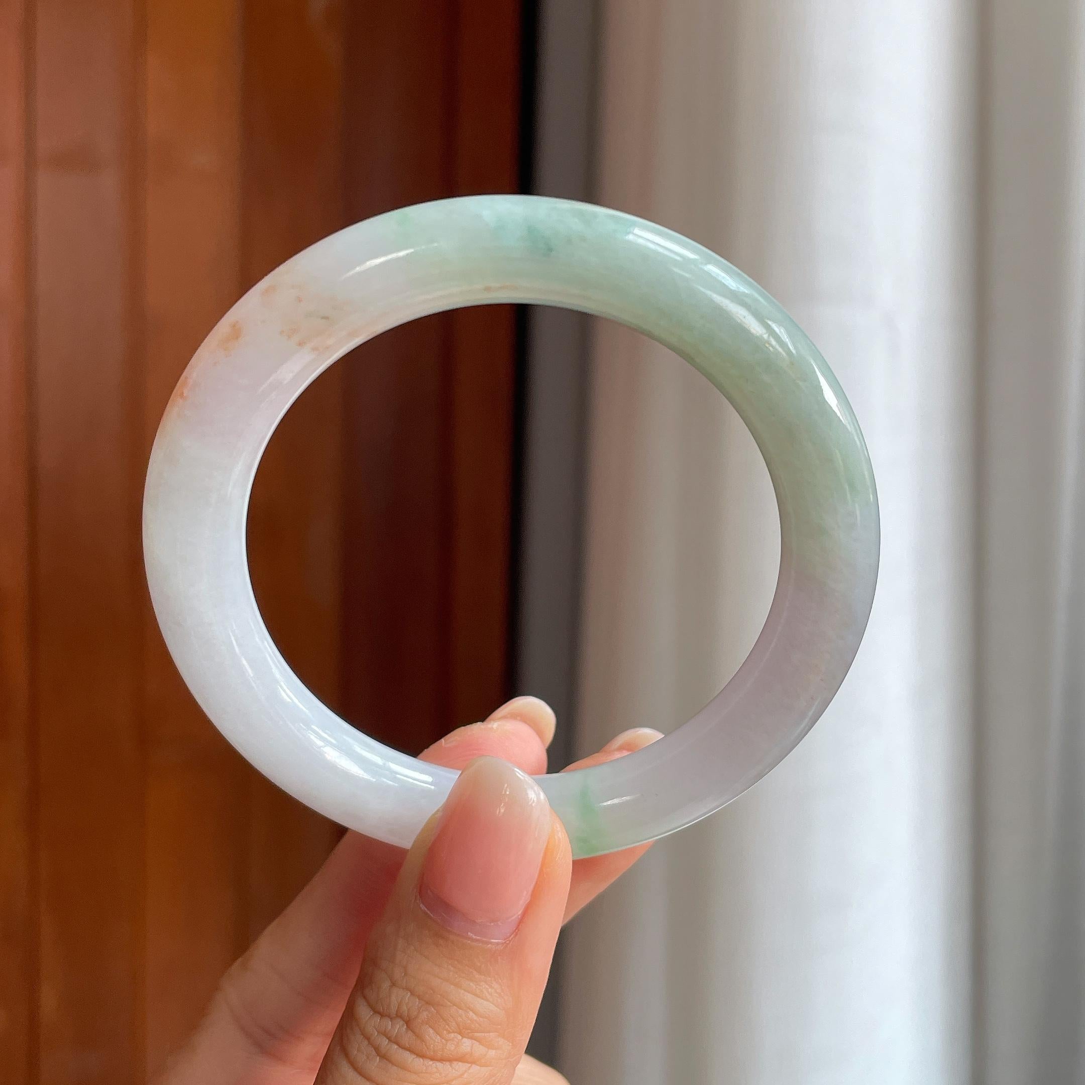 糯冰特色翡翠圆条手镯(55.3mm)（yc402822）