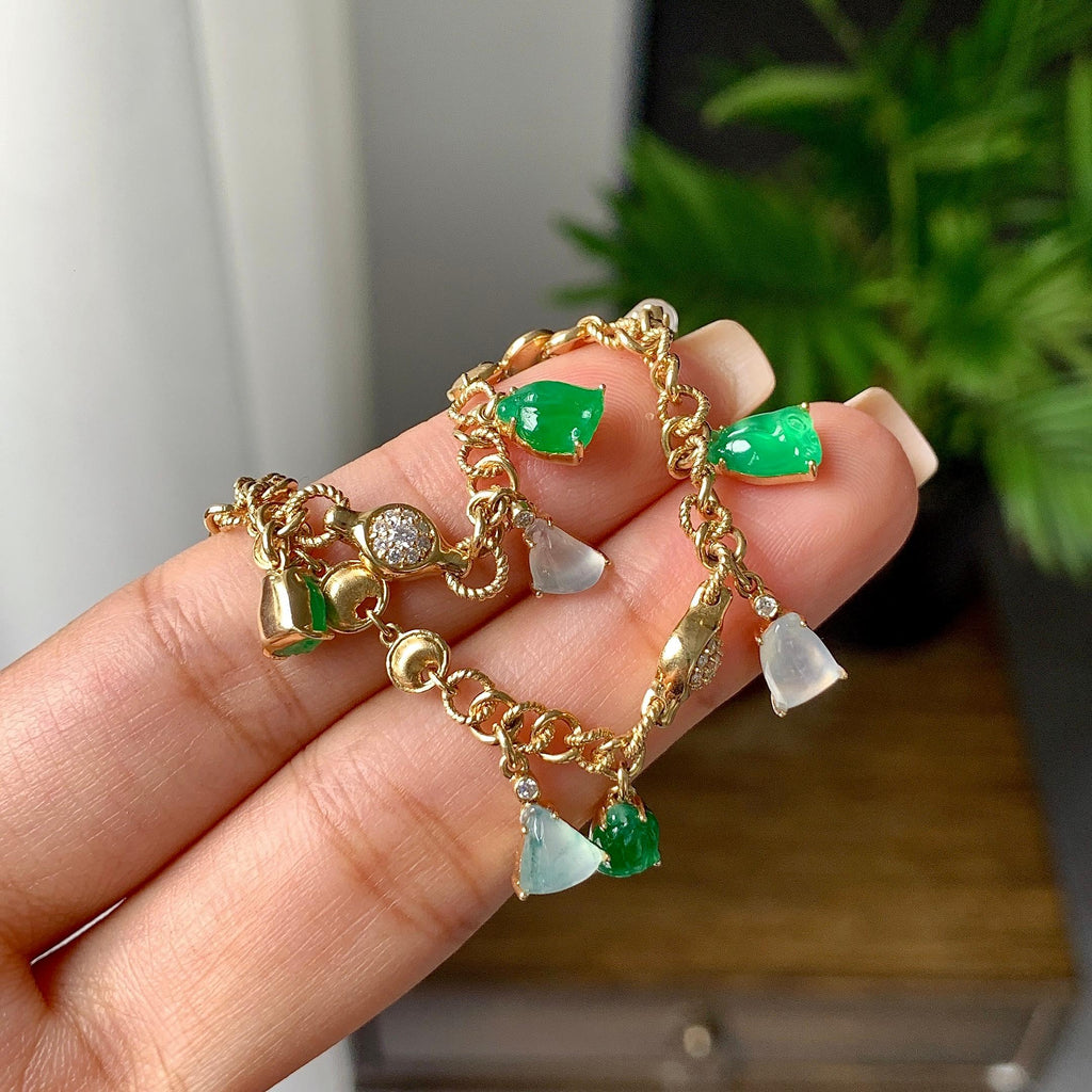 18k金冰种多彩莲蓬手链（yc229234）