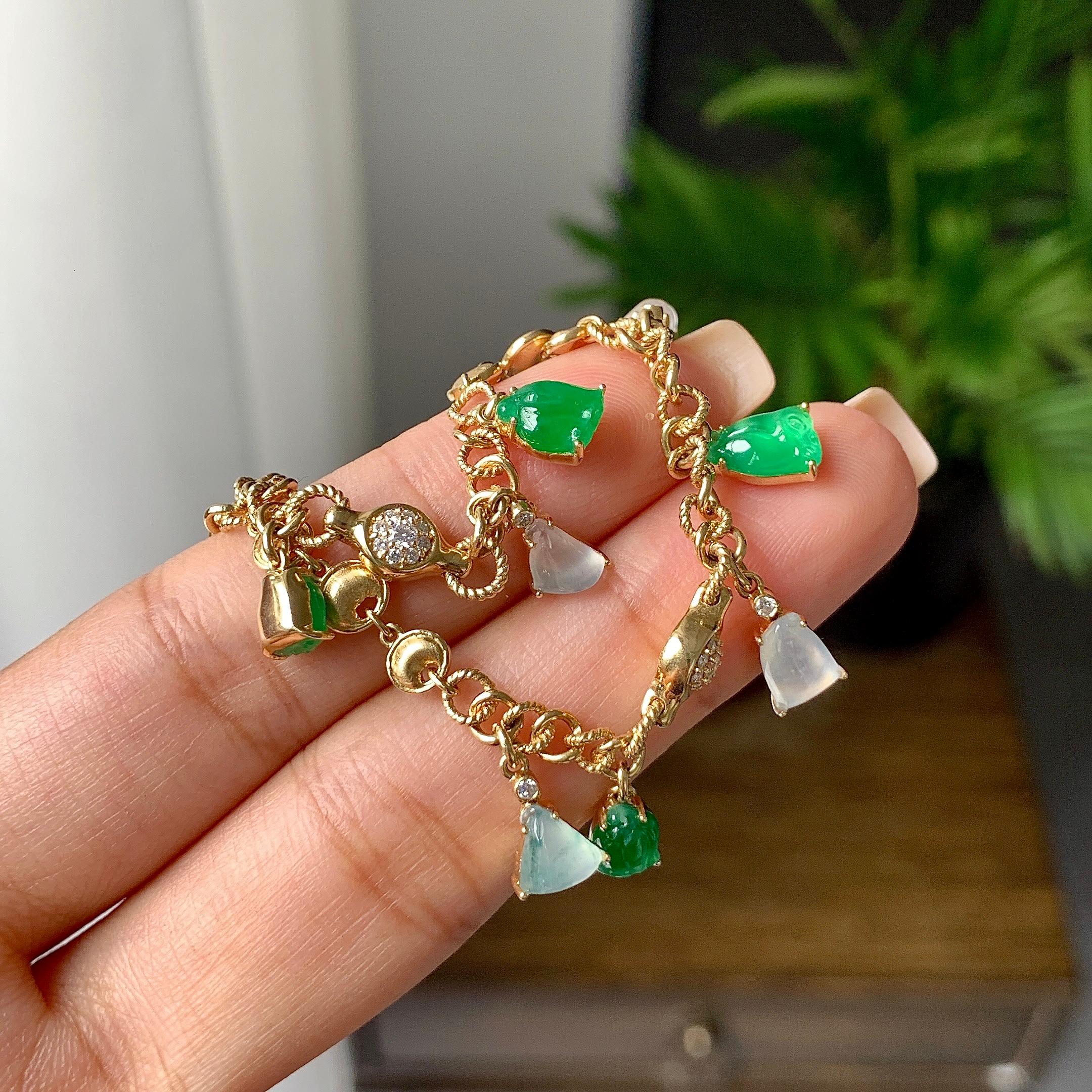 18k金冰种多彩莲蓬手链（yc229234）