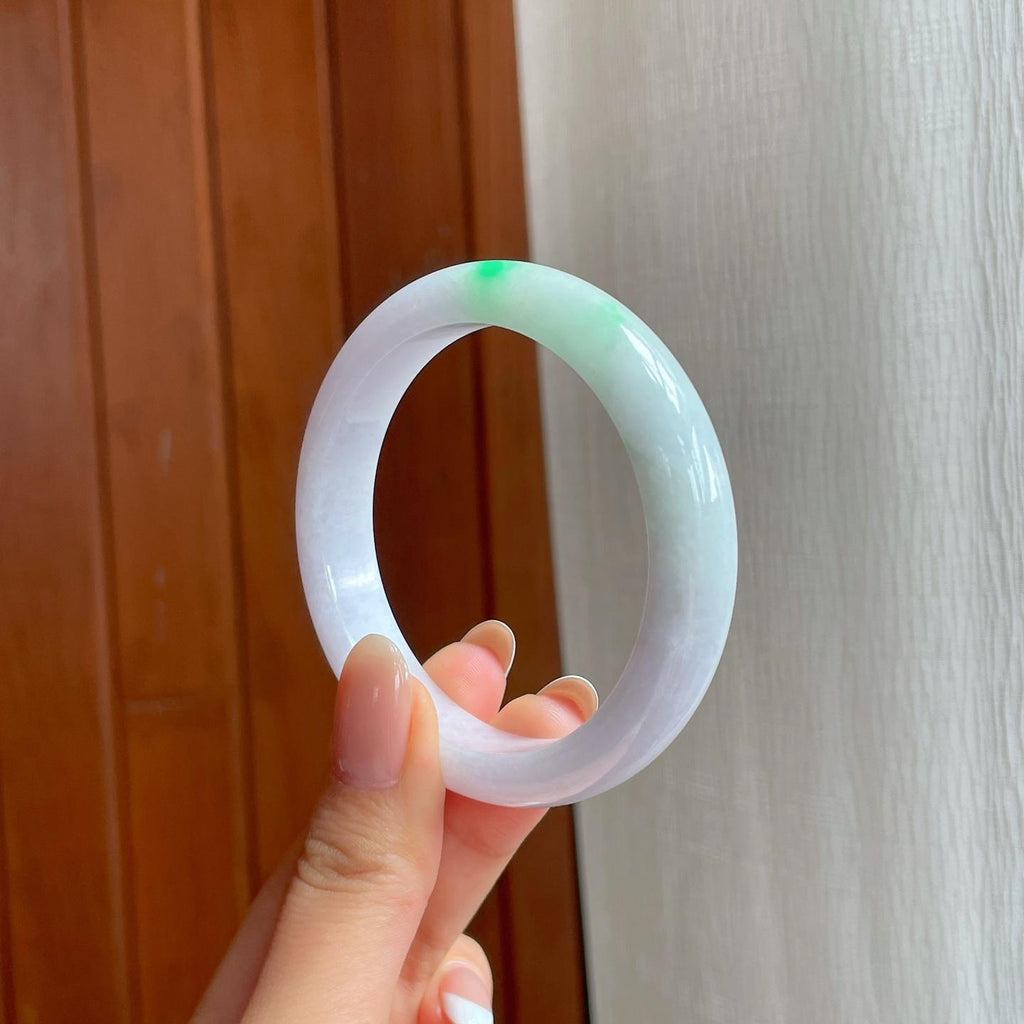 糯冰淡紫底带色翡翠平安镯（54mm)（yc374044）