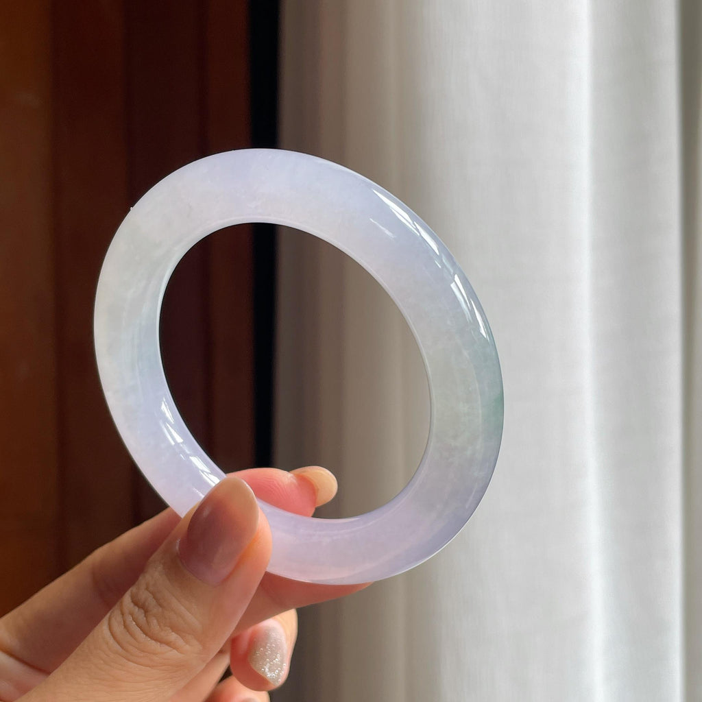 冰种淡春底翡翠圆条手镯（54.5mm）（yc424276）