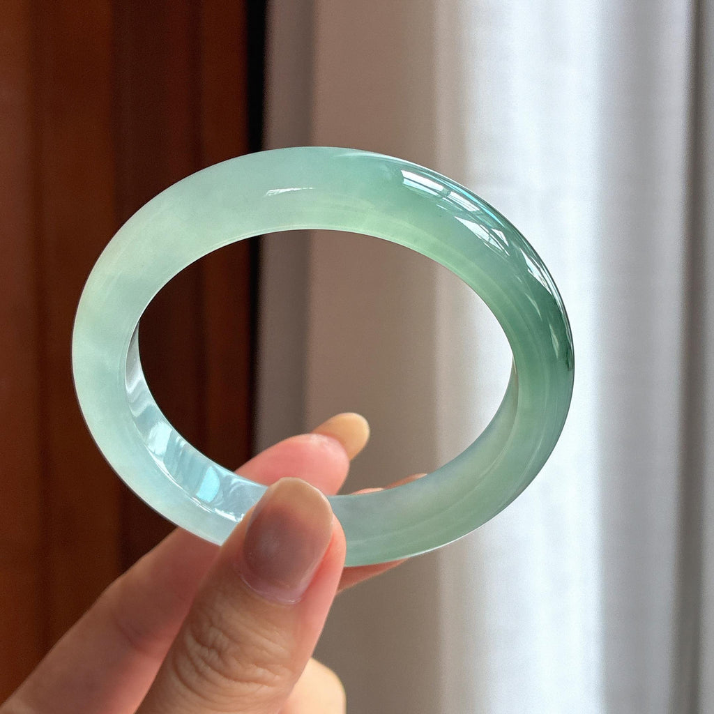冰种飘花胶底翡翠平安镯（54.5mm）（yc418404）