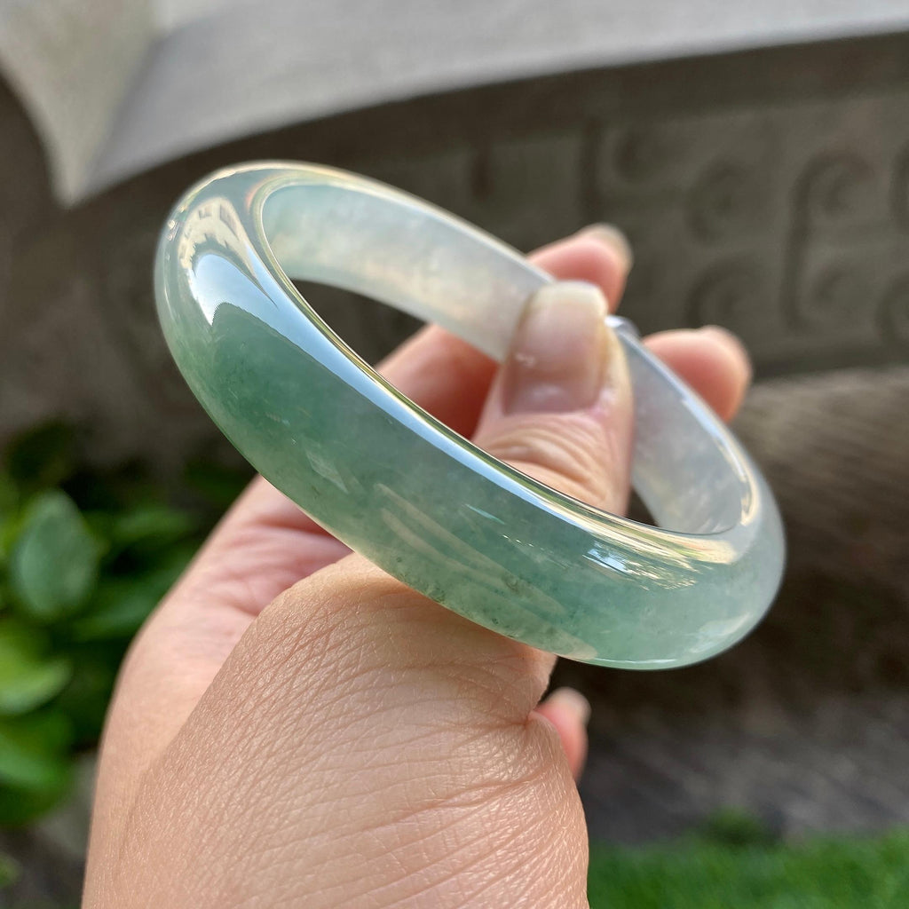 糯冰种半山水贵妃手镯（54.5mm)（yc304779）