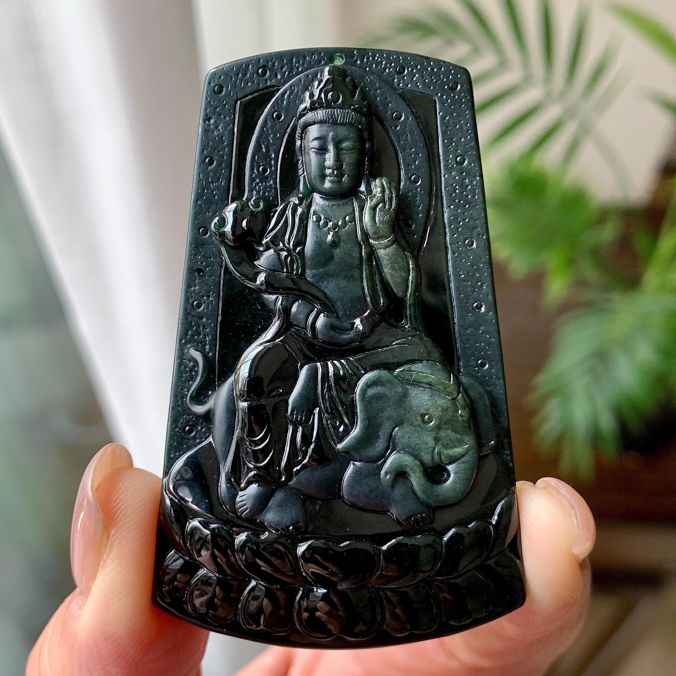 细糯种普贤菩萨挂件 天然缅甸A货翡翠（yc351363）