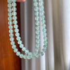 冰种淡底色飘花翡翠珠串项链（yc247649）