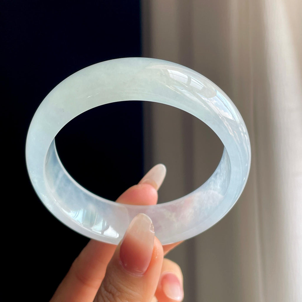 冰玻种宽版翡翠平安镯（59.8mm）（yc303074）