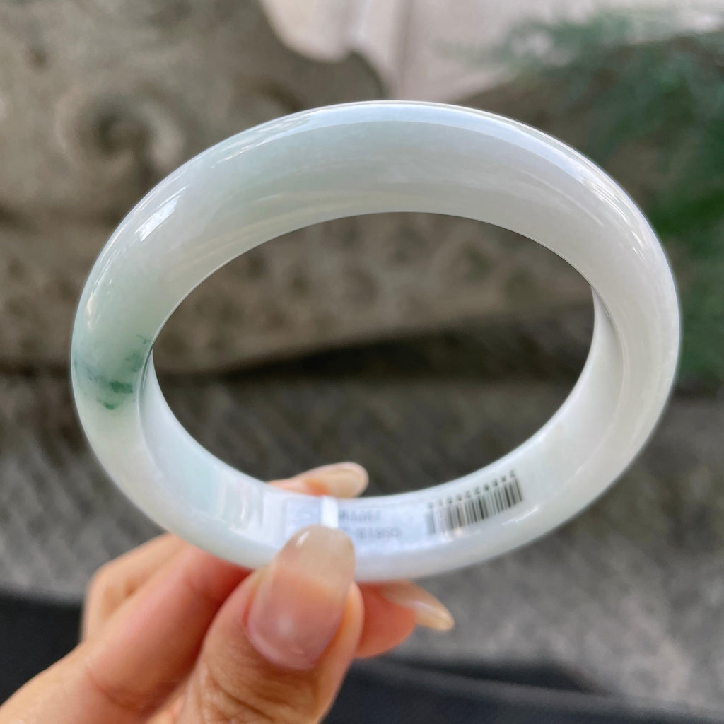 细糯种飘花正圈平安镯57圈口    天然缅甸A货翡翠（yc351369）