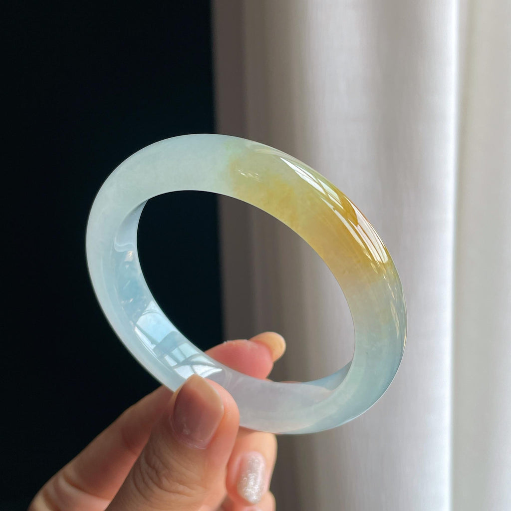 冰种黄翡翡翠平安镯（56.6mm）（yc419722）