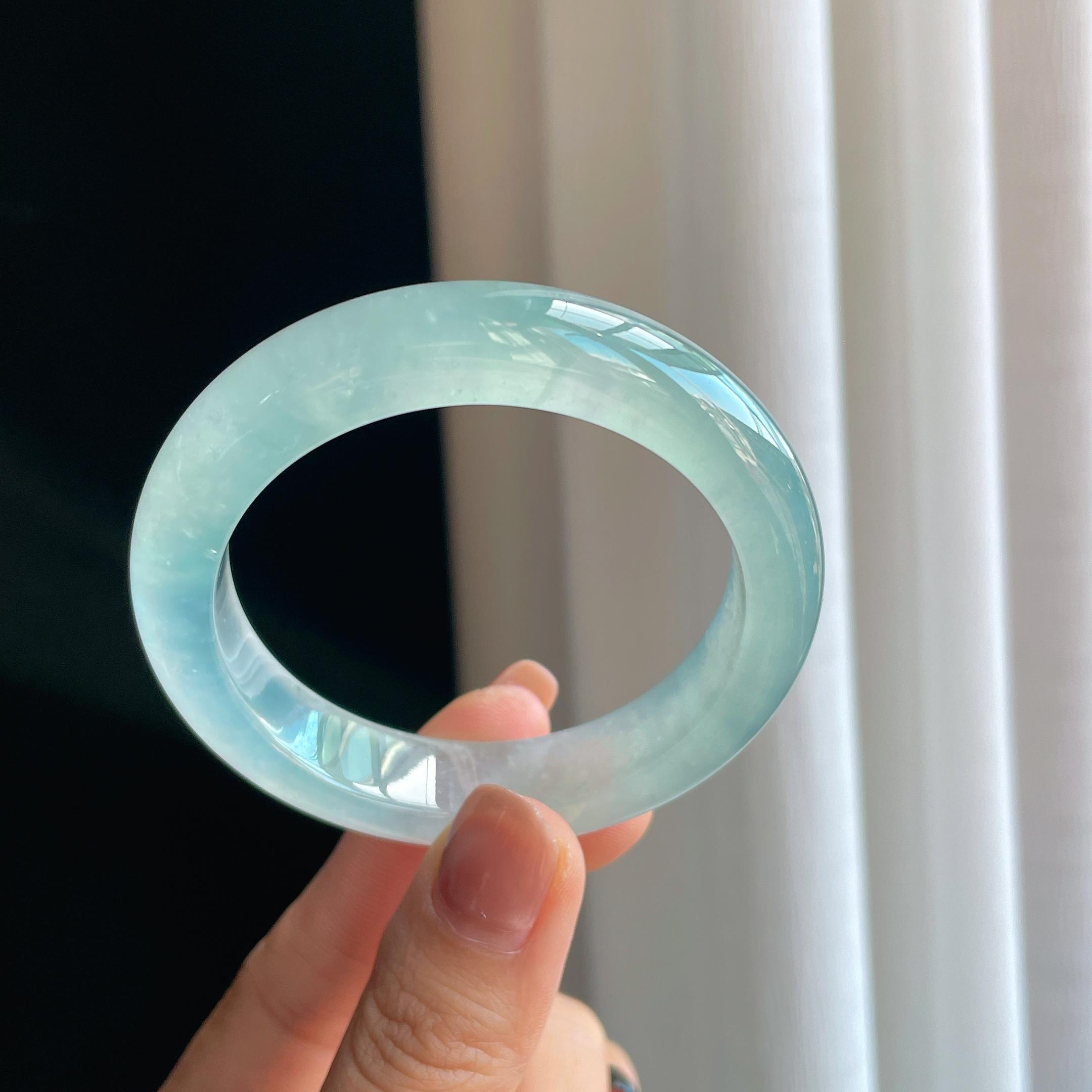 冰种带底色翡翠平安镯（51mm）（yc287963）