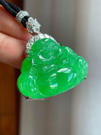 18k金镶糯冰满绿翡翠佛公（yc241848）