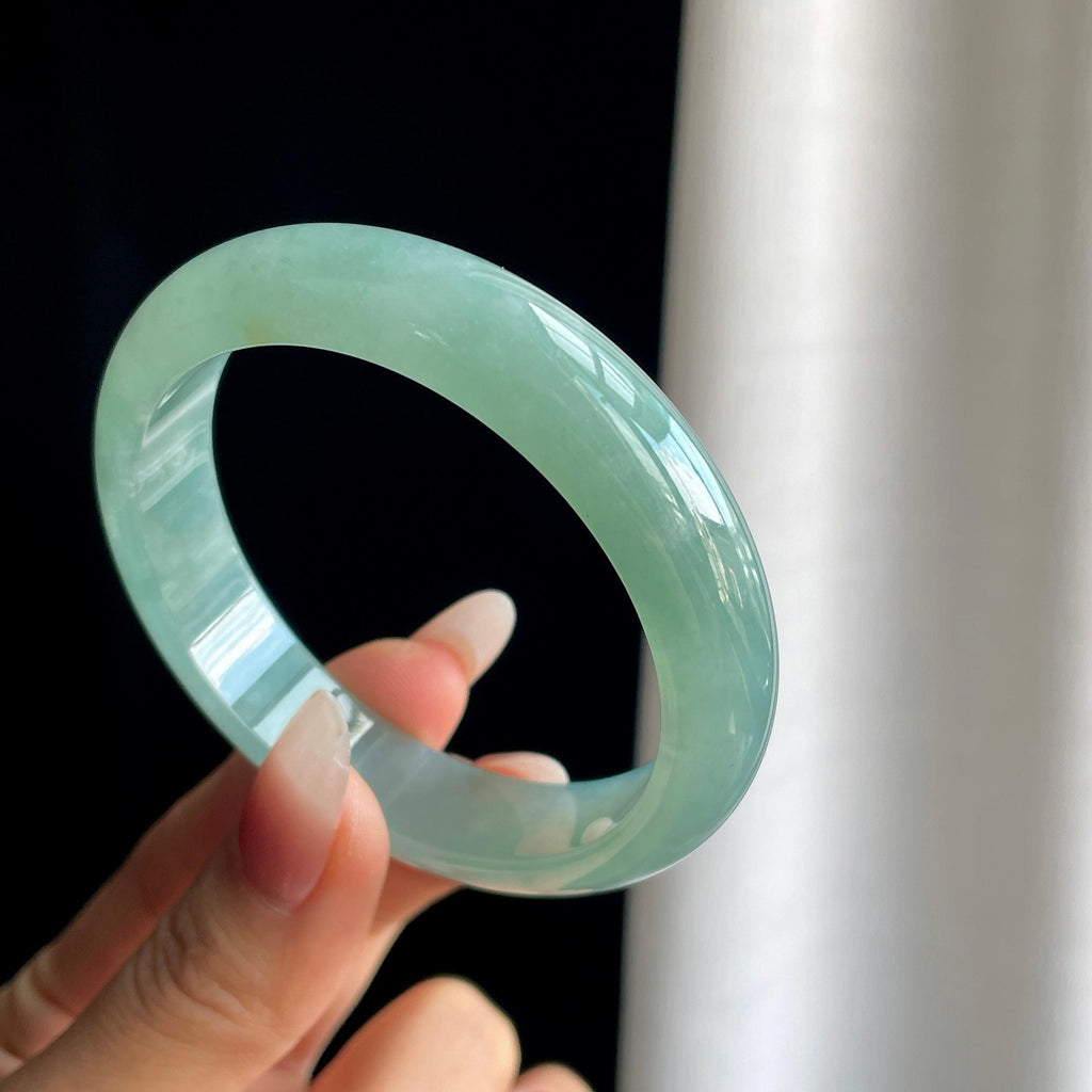 冰种湖水蓝翡翠平安镯（55.7mm）（yc303030）