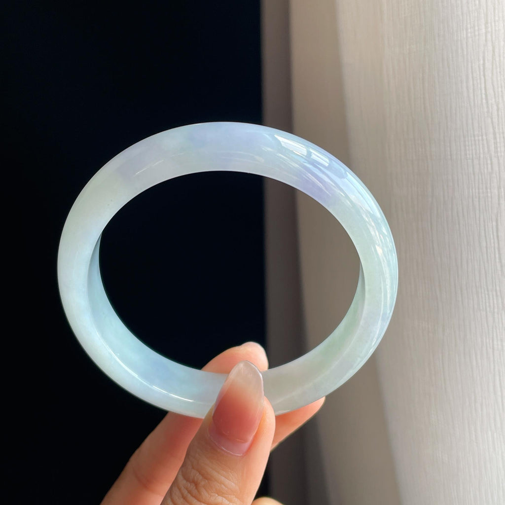 糯冰淡紫罗兰翡翠平安镯（62.5mm)（yc323779）