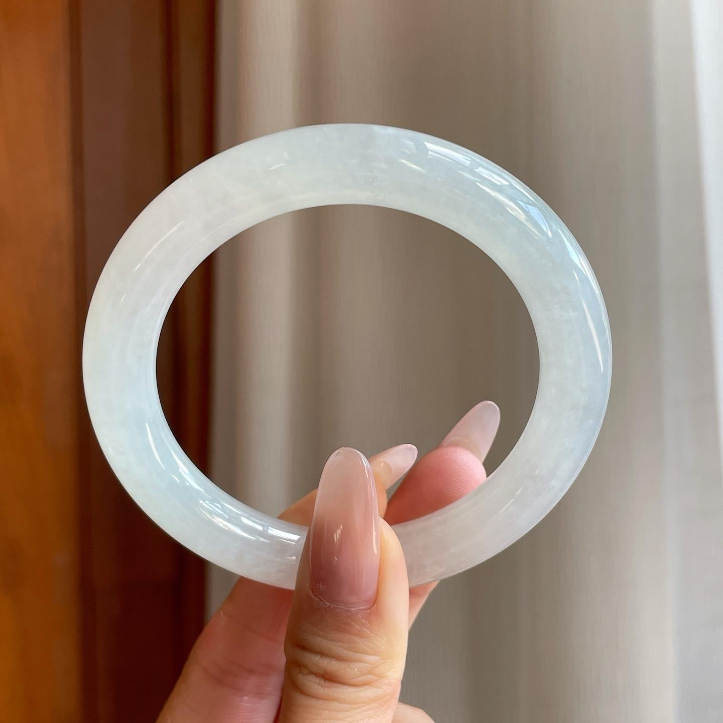 冰种无色翡翠圆条手镯（58mm）（yc278069）