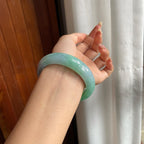 糯冰种春带彩翡翠平安镯（58mm）（yc223448）