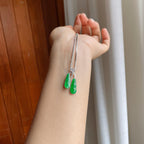 18k金镶糯冰满绿翡翠豆子（yc247184）