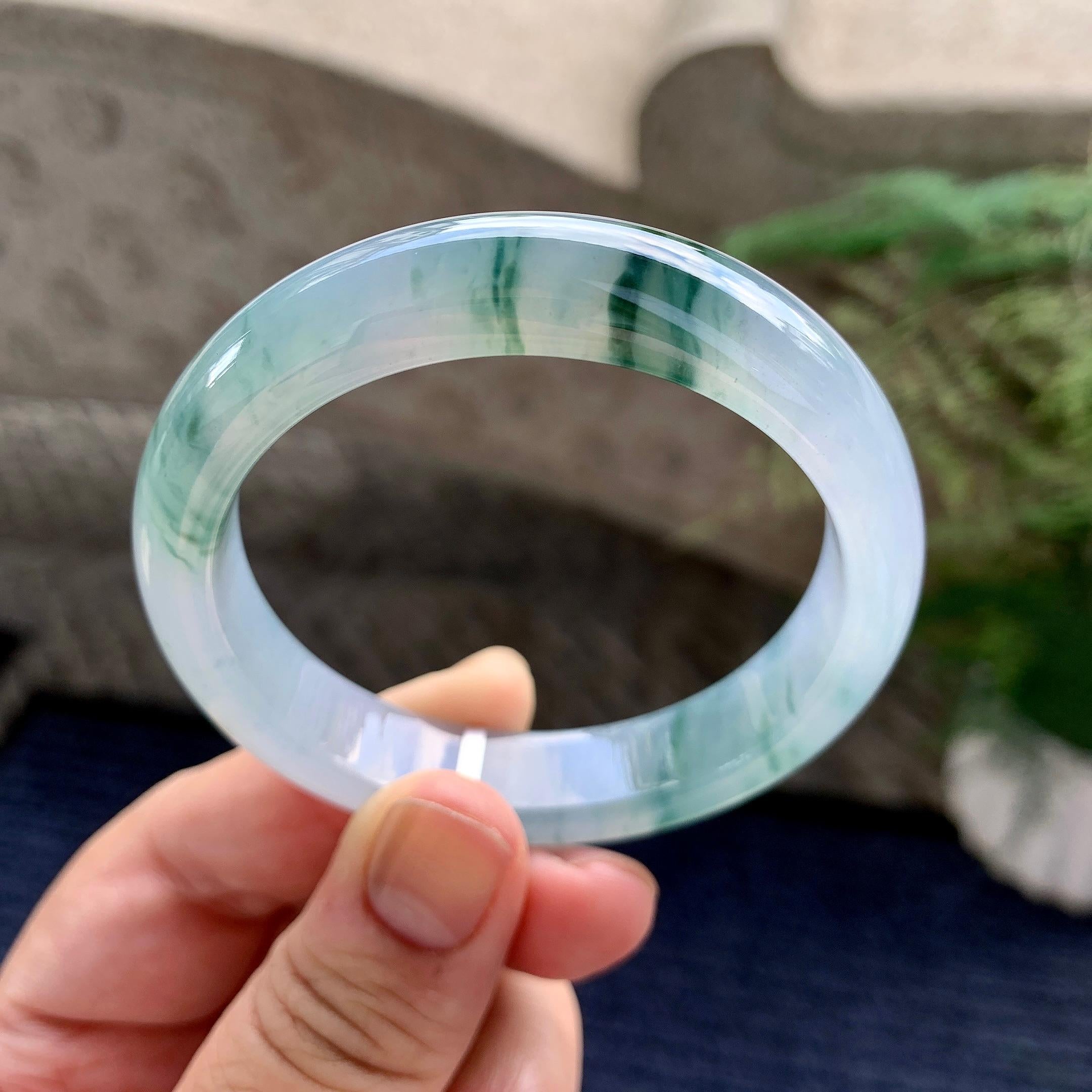 糯冰种飘花平安镯（51.2mm）（yc226065）