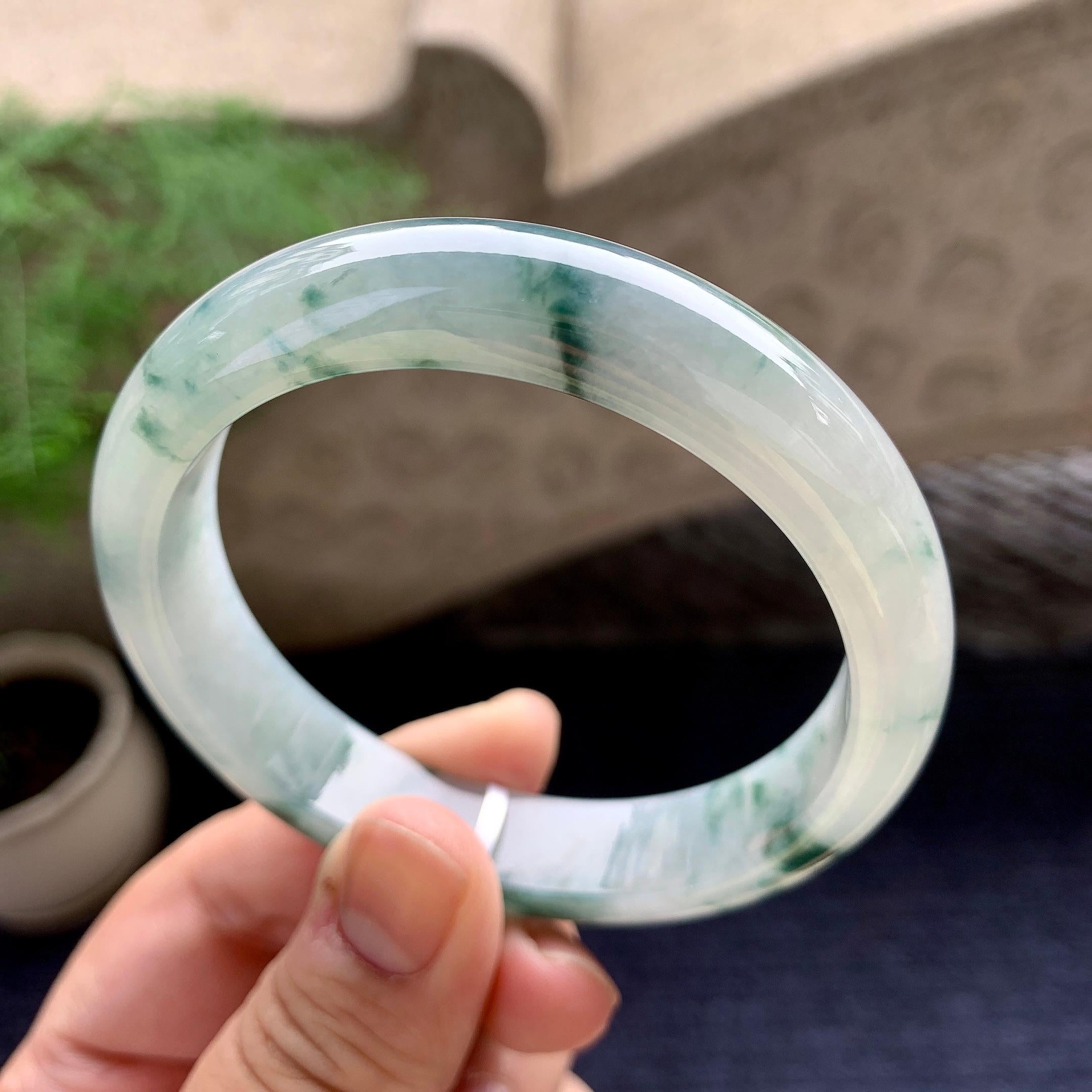 细糯种飘花平安镯（58.2mm）（yc198253）