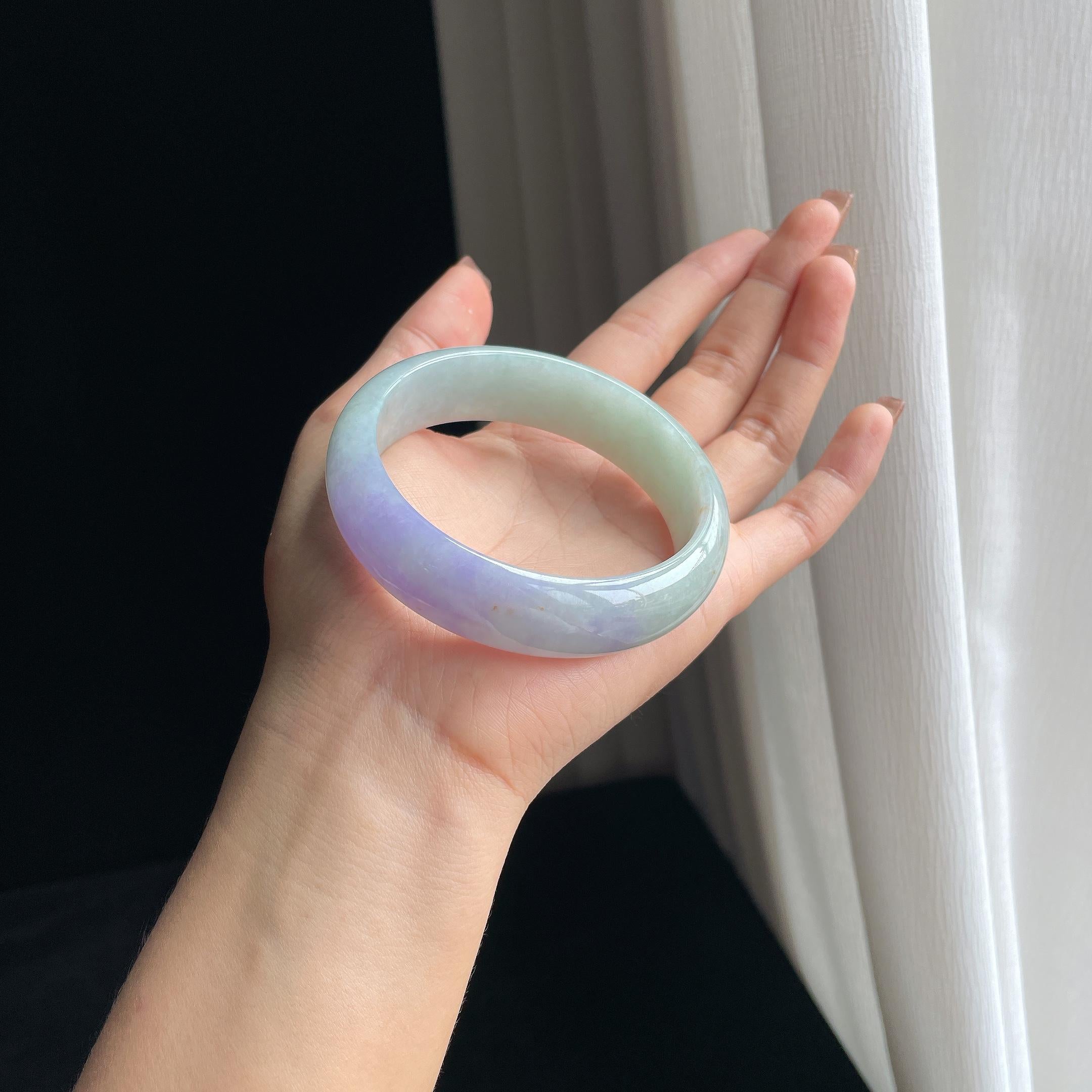糯冰紫罗兰宽版翡翠平安镯（62mm）（yc373567）