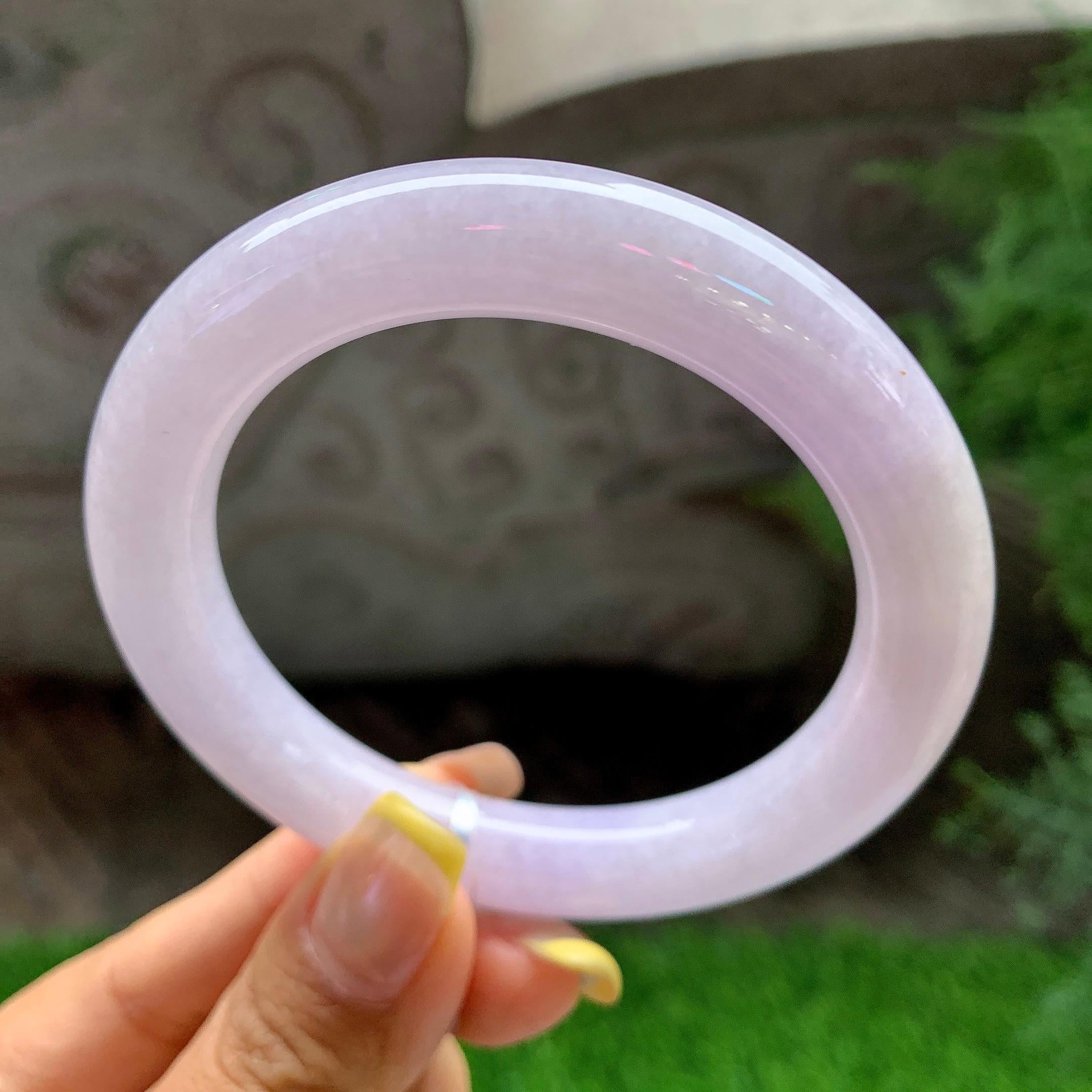 细糯种紫罗兰圆条手镯56.5圈       天然缅甸A货翡翠（yc392736）