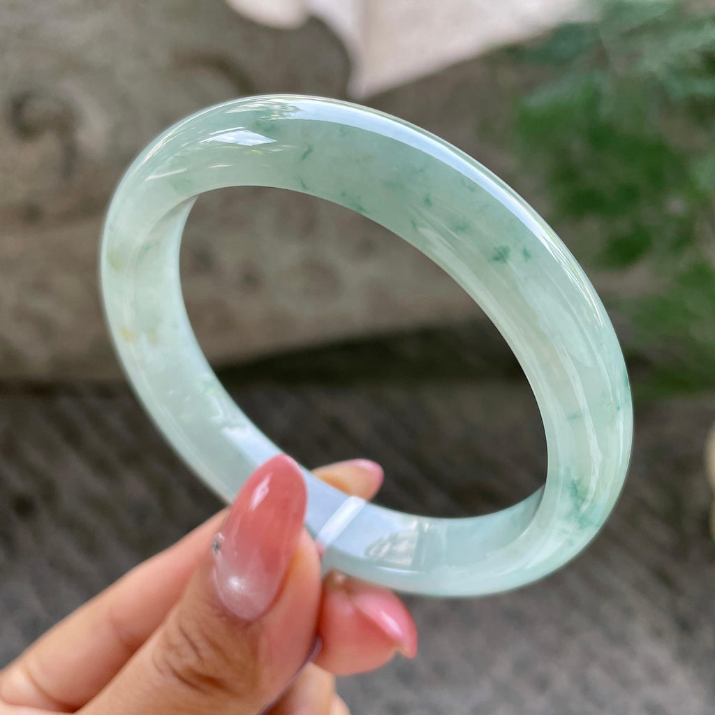 细糯种飘花正圈平安镯56.8圈       天然缅甸A货翡翠（yc431605）