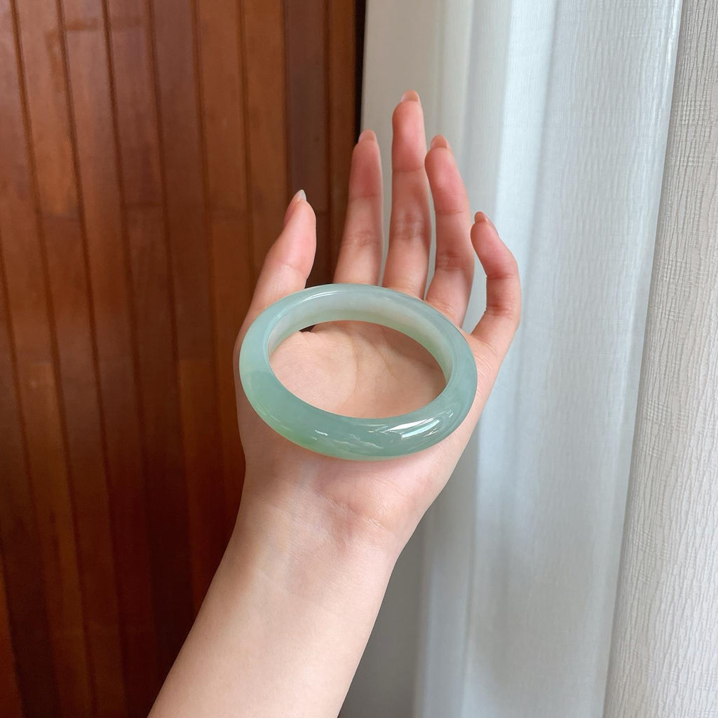 糯冰种晴底翡翠平安镯（55.3mm)（yc363406）