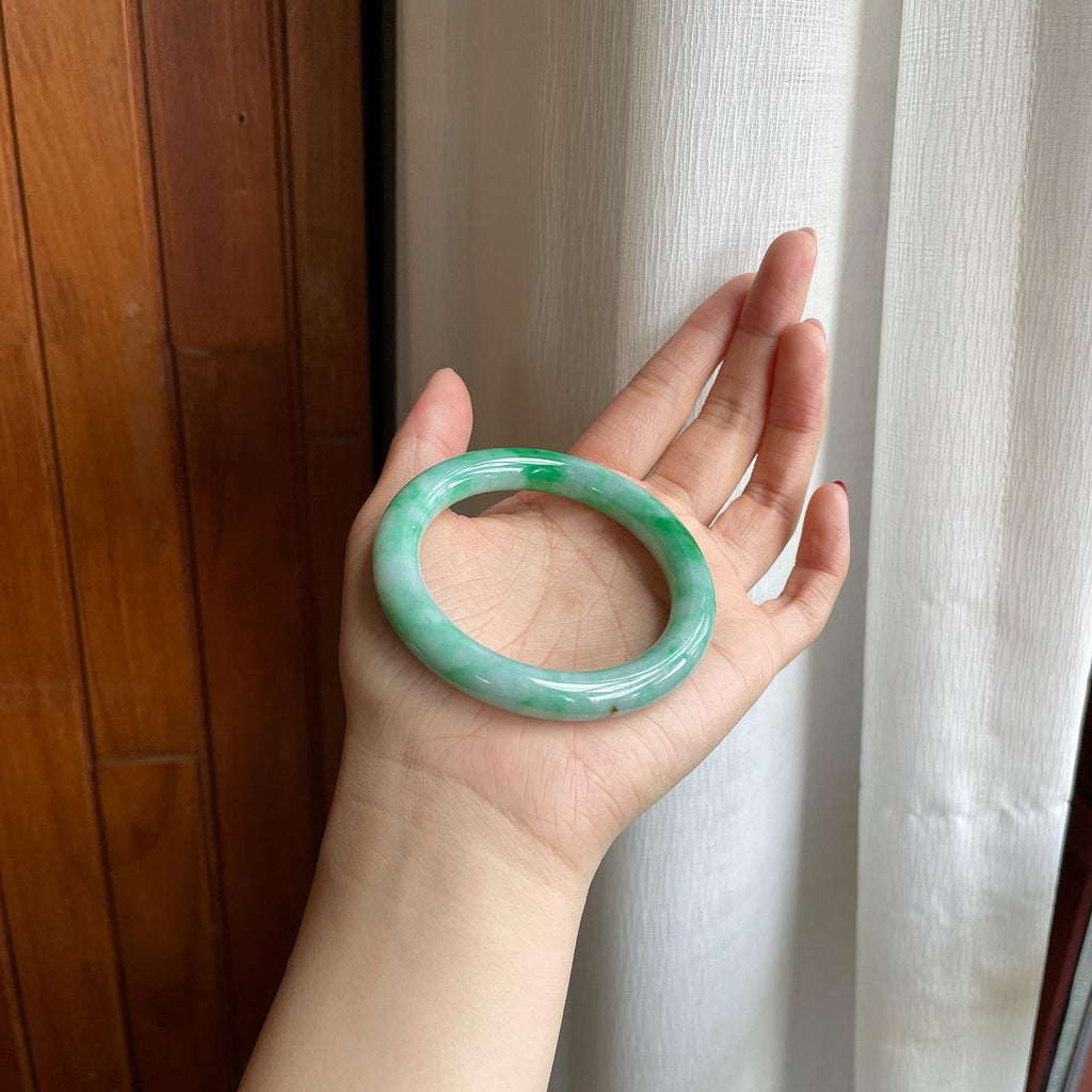 糯冰带底色翡翠美人条手镯（54.6mm）（yc295808）