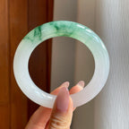 冰种飘花翡翠圆条手镯（57.7mm）（yc284546）