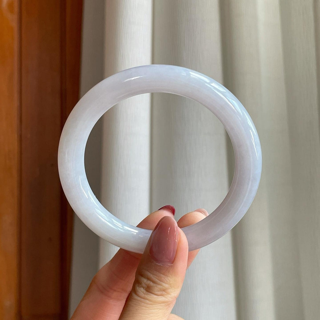 糯冰淡白月光翡翠圆条手镯（58mm）（yc302328）