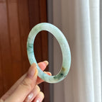 细糯种飘花圆条手镯 57圈 天然缅甸A货翡翠（yc452705）