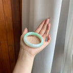 细糯冰飘花翡翠平安镯（55mm）（yc284957）