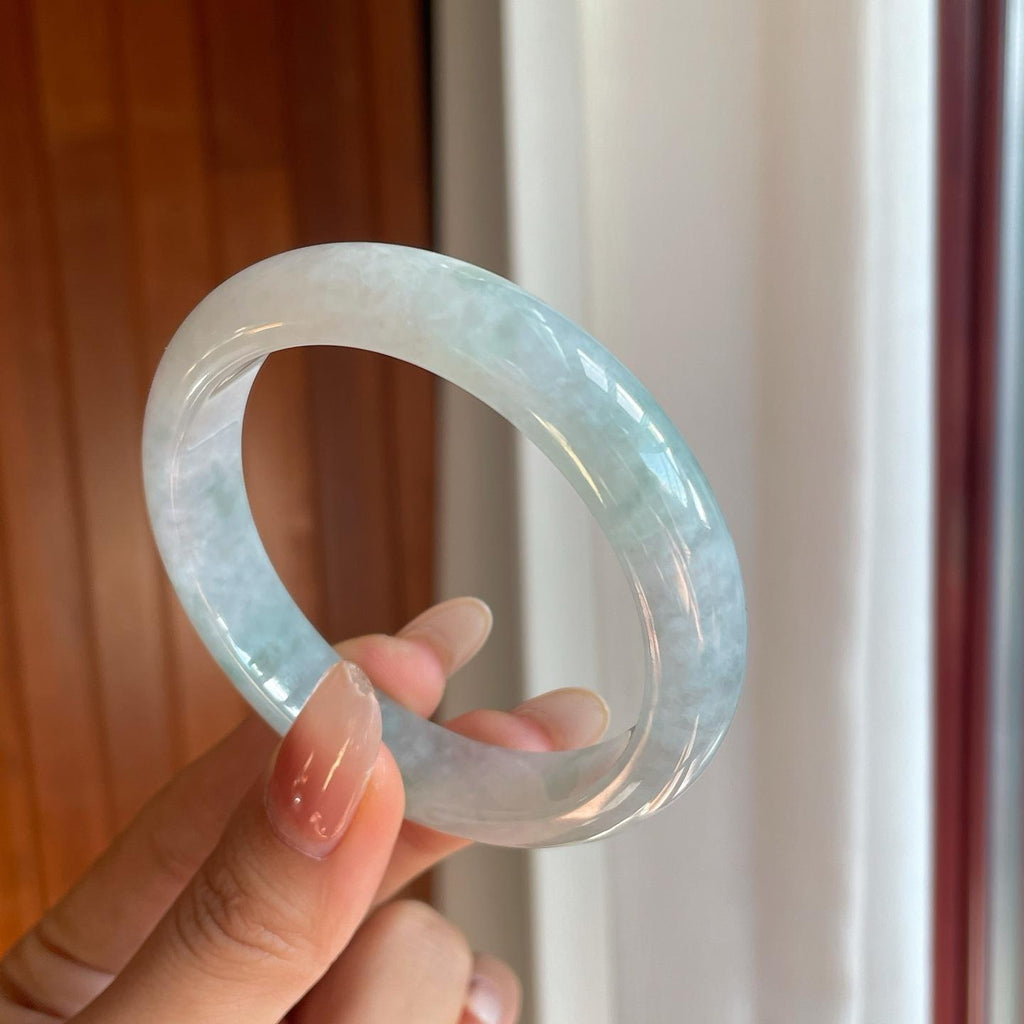 糯冰淡晴底飘花翡翠平安镯（56mm）（yc269667）