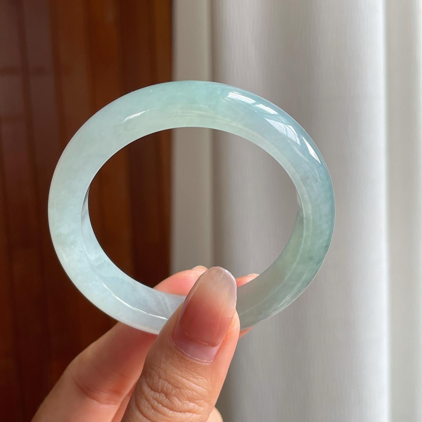 冰种蓝晴底翡翠平安镯（51.3mm）（yc344058）