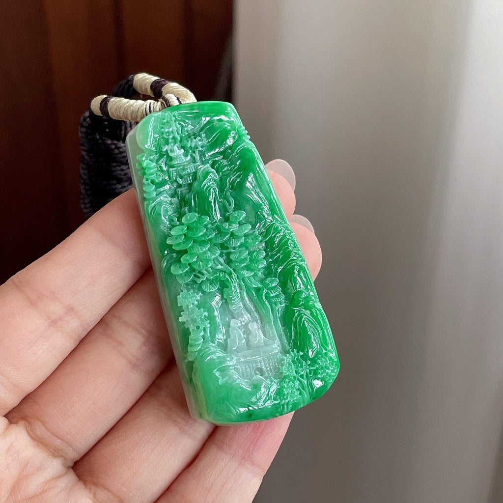 糯冰带色山水牌挂件 天然缅甸Ａ货翡翠（yc506570）