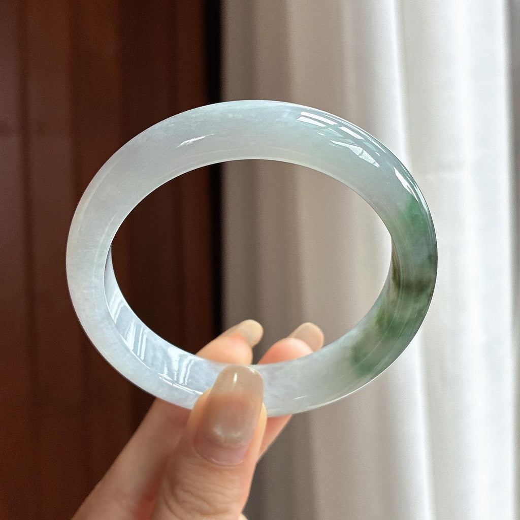 细糯种飘花正圈平安镯 56圈 天然缅甸A货翡翠（yc464561）