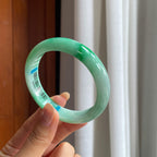 糯冰带色翡翠平安镯（56.5mm）（yc422967）