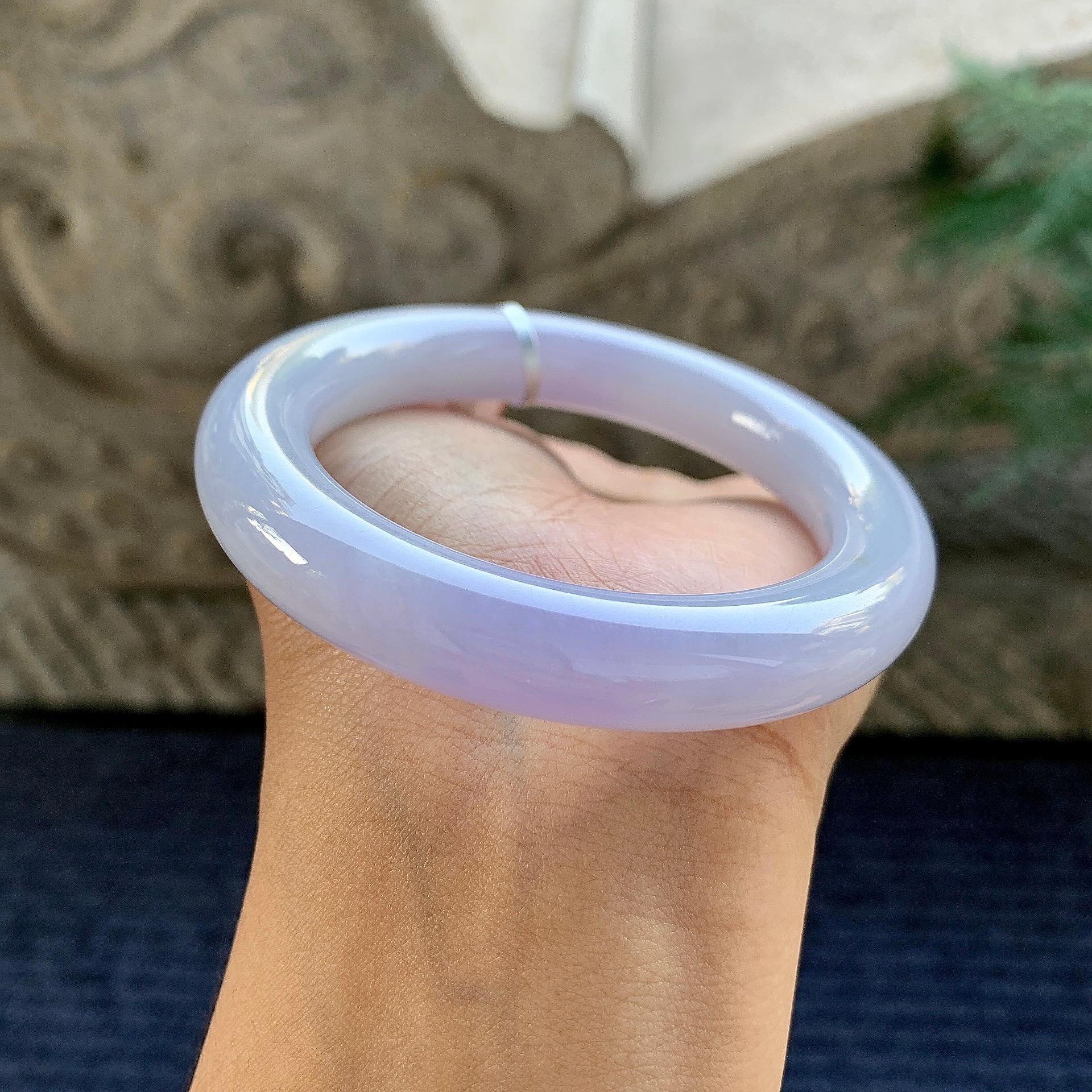 细糯种淡紫罗兰圆条手镯（53.4mm）（yc243437）