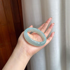 冰种宽版蓝晴底翡翠平安镯（57.8mm)（yc348976）