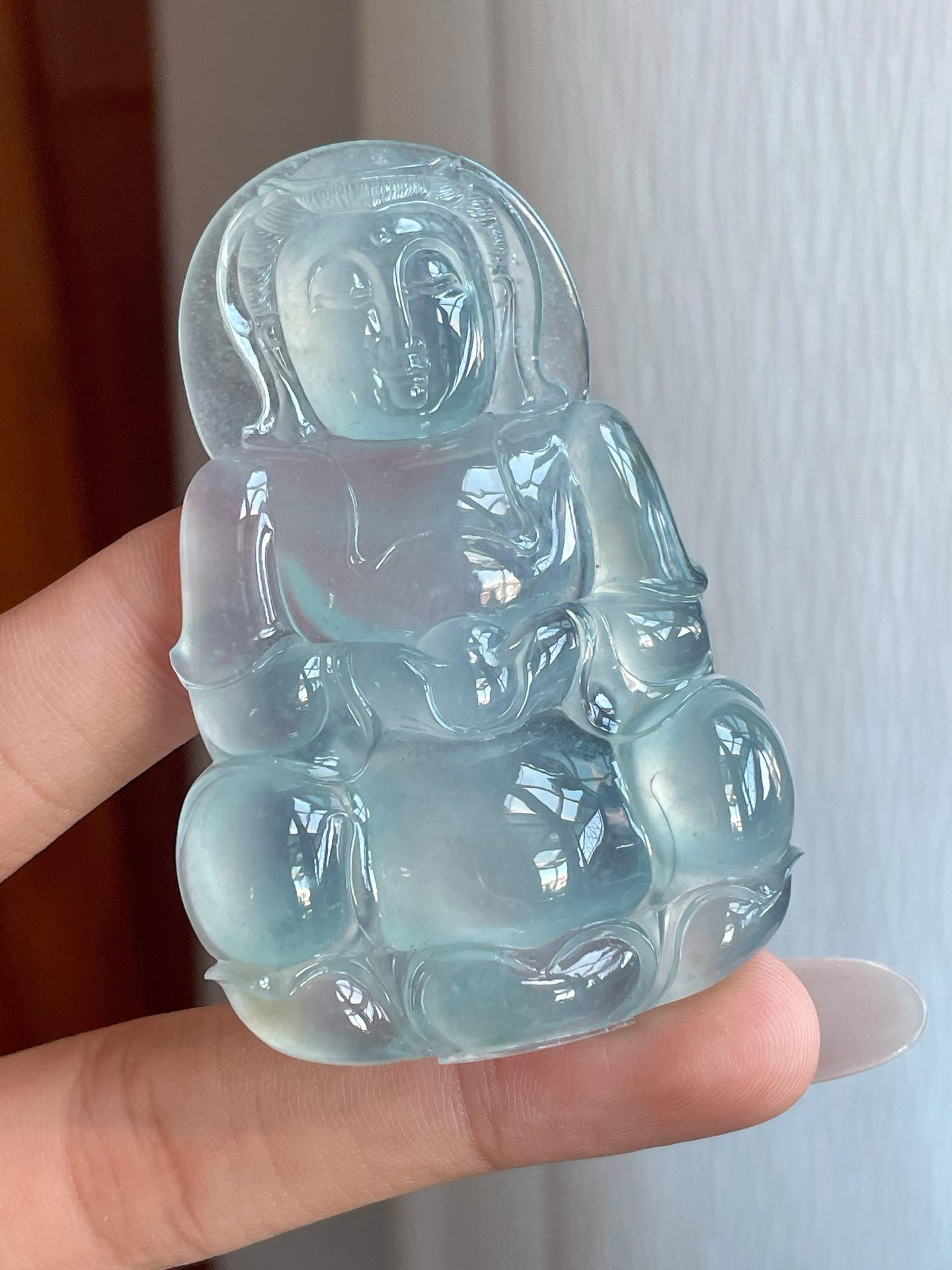 冰种淡晴底翡翠观音（yc266492）