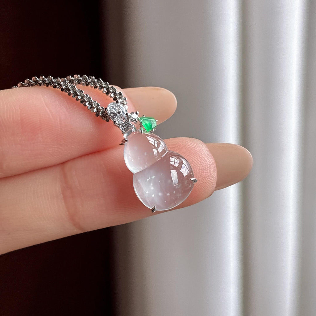 18k金镶冰种雪花棉葫芦挂件（yc753533）