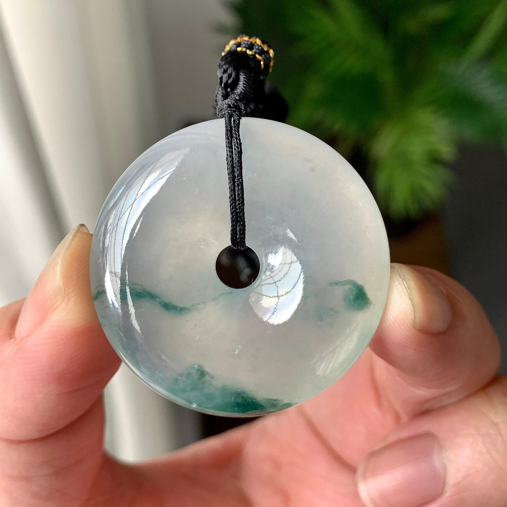 糯冰种飘花平安扣吊坠（yc264115）