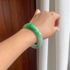 糯冰带色翡翠平安镯（56.5mm）（yc249159）