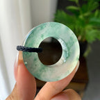 冰种飘蓝绿花平安环挂件（yc187286）