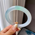 冰种飘绿圆条手镯53.8圈 天然缅甸A货翡翠（yc452167）