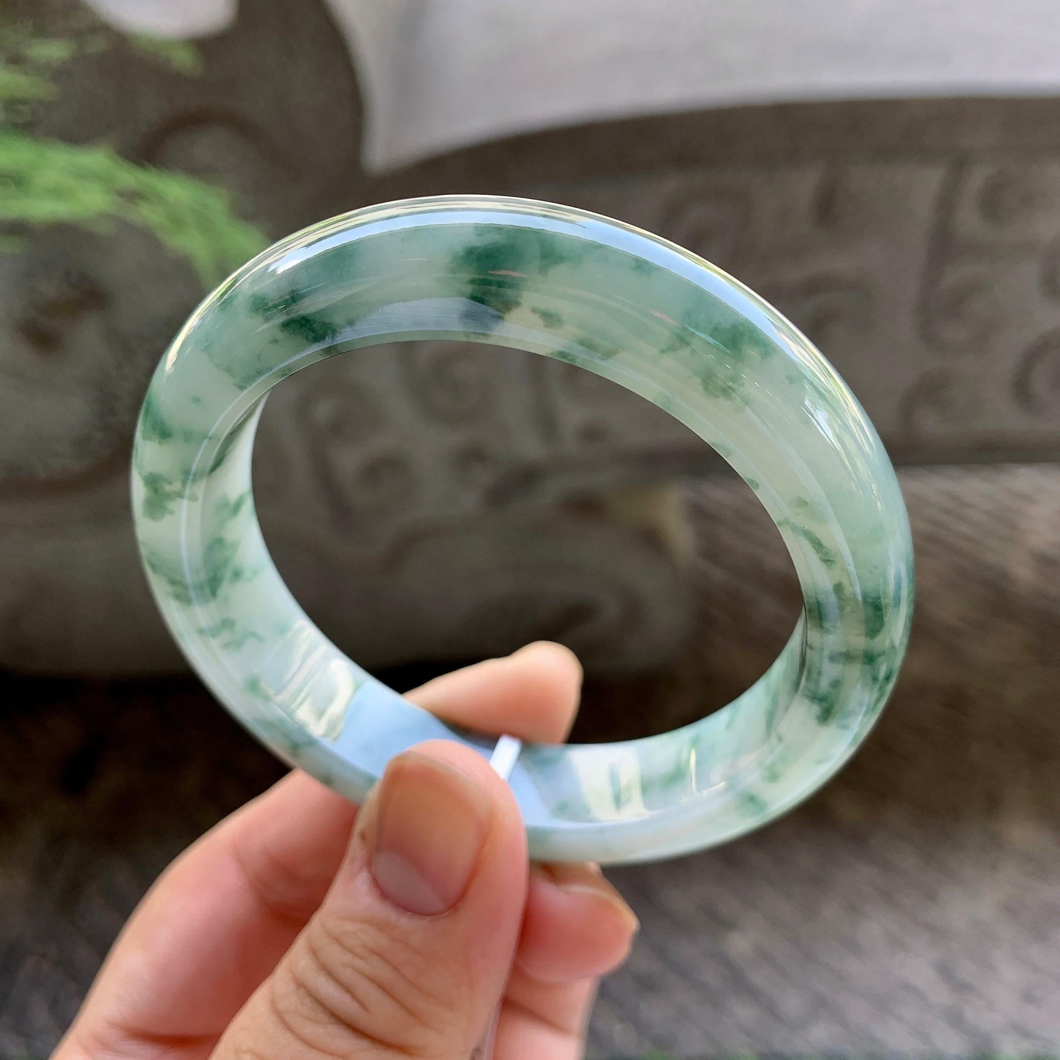 细糯种飘花平安镯（54.6mm）（yc199577）